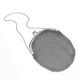 Chainmail Party Bag – Metallic Silver Mesh Evening Handbag for Women